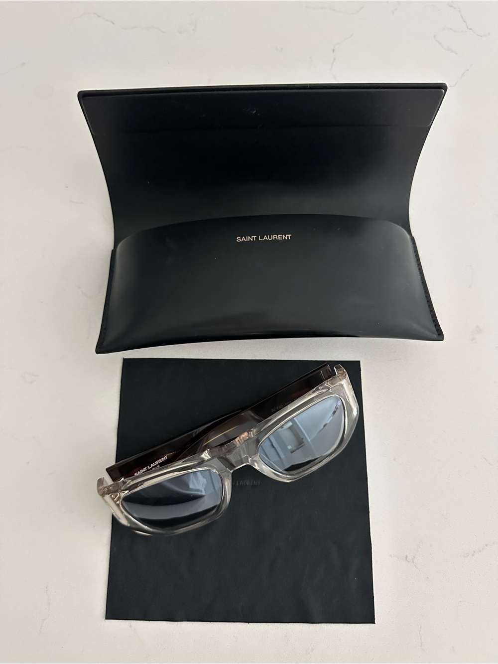 Original Saint Laurent Tortoiseshell Frame Sunglasses with Gold Logo